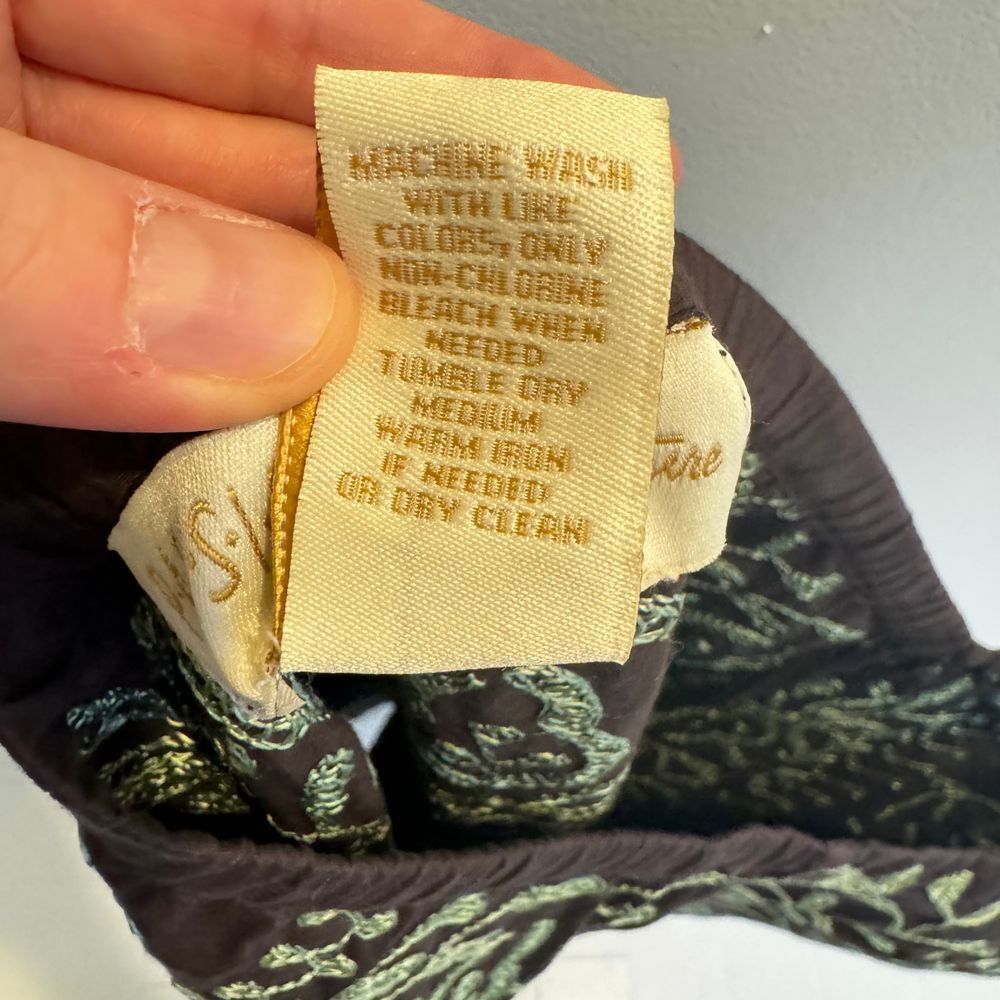 Vintage Maxi Skirt 14 Brown Green Embroidered Floral‎ Cotton Boho Chic 90s - Picture 6 of 6